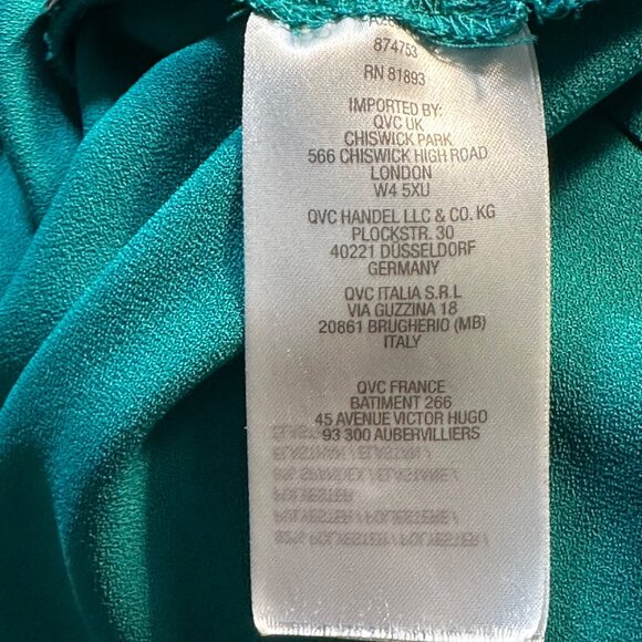 Susan Graver Stretch Woven Button Front Long Sleeve Teal Shirt Size 20 - Picture 4 of 11